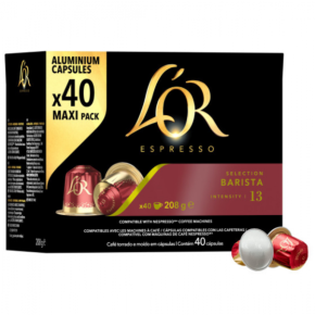 40 Capsule in Alluminio Caffè L'OR Miscela Barista per Macchine Nespresso 