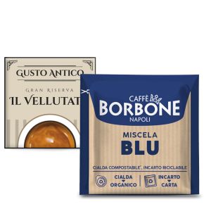150 Cialde 44mm Borbone Blu + 50 Cialda Gusto Antico Vellutato