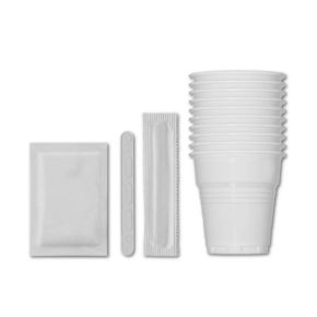 KIT ACCESSORI - 100 BICCHIERI IN PLASTICA 100 PALETTE 100 ZUCCHERO