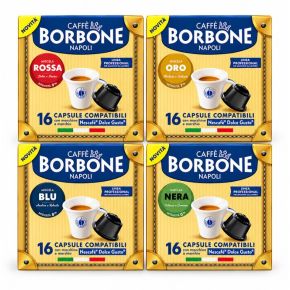 200 Capsule assortite Caffè Borbone per Macchine Nescafè Dolce Gusto 50 Nera - 50 Rossa - 50 Blu - 50 Oro