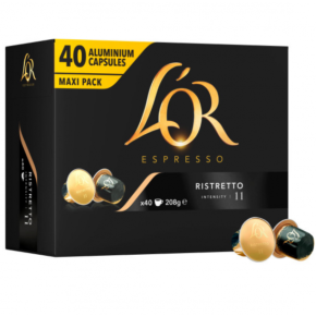 40 Capsule in Alluminio Caffè L'OR Miscela Ristretto per Macchine Nespresso 