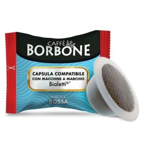 100 capsule Borbone Rossa compatibili anche per Bialetti alluminio + 1 Bicchierino di vetro in omaggio 