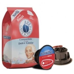 90 CAPSULE DI CAFFE' BORBONE MISCELA ROSSA COMPATIBILE DOLCE GUSTO + BICCHIERINO IN VETRO IN OMAGGIO