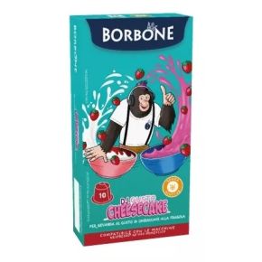 10 CAPSULE DJ GUSTO CHEESECAKE ALLA FRAGOLA BORBONE PER MACCHINE NESPRESSO + 1 BICCHIERINO IN VETRO IN OMAGGIO