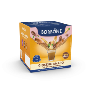 16 CAPSULE GINSENG AMARO CAFFE' BORBONE COMPATIBILE DOLCE GUSTO + 1 BICCHIERINO IN VETRO IN OMAGGIO