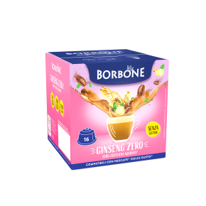 16 CAPSULE GINSENG ZERO ZUCCHERI BORBONE COMPATIBILE DOLCE GUSTO + 1 BICCHIERINO IN VETRO IN OMAGGIO