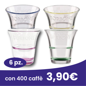 SET DA 6 BICCHIERINI IN VETRO CAFFE' BORBONE